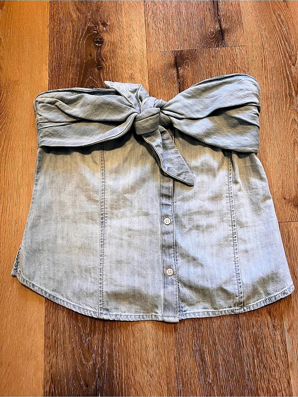 Express Denim Bow Front Crop Top Size Small NWT